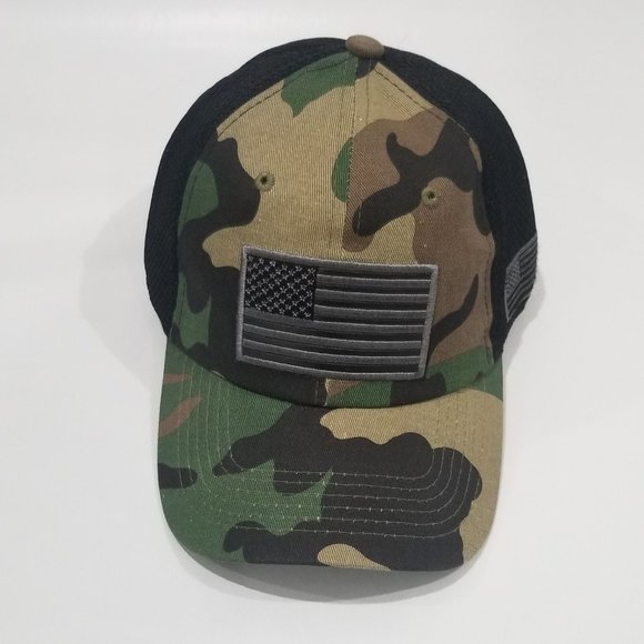 WayCaps - Camo USA Flag Mesh Adjustable Cap - Picture 8 of 13